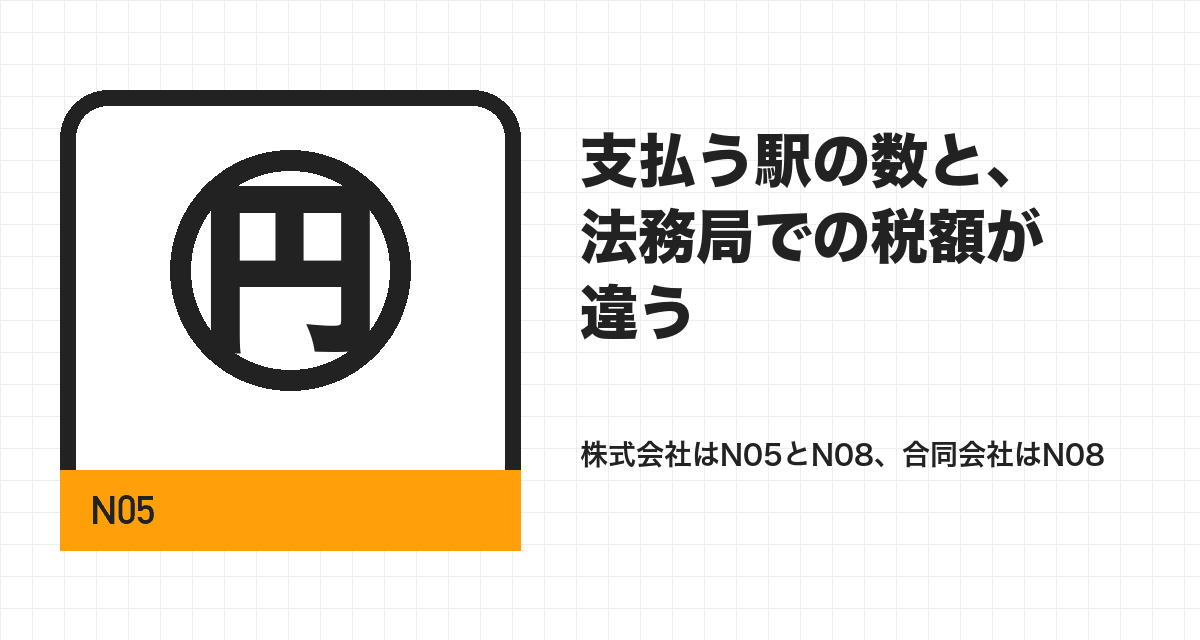 支払う駅の数と、法務局での税額が違う