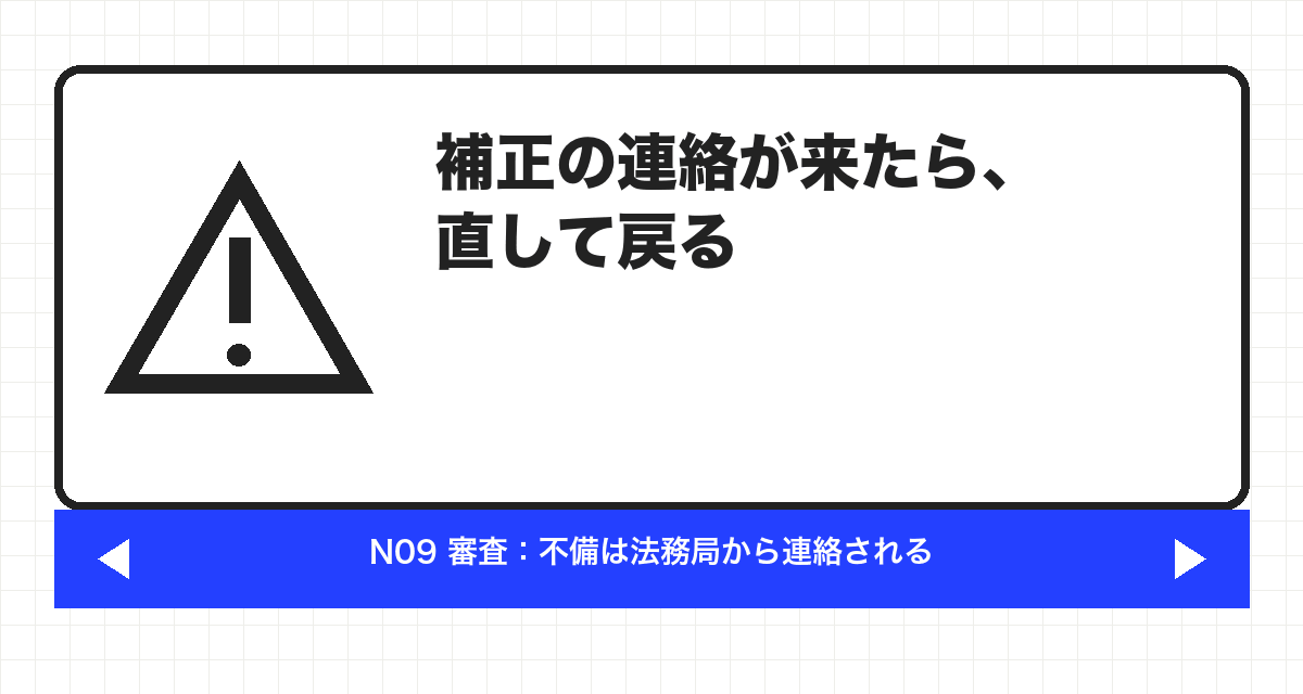 補正の連絡が来たら、直して戻る