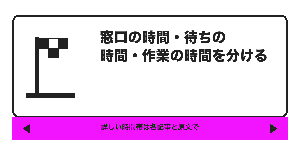 窓口の時間・待ちの時間・作業の時間を分ける