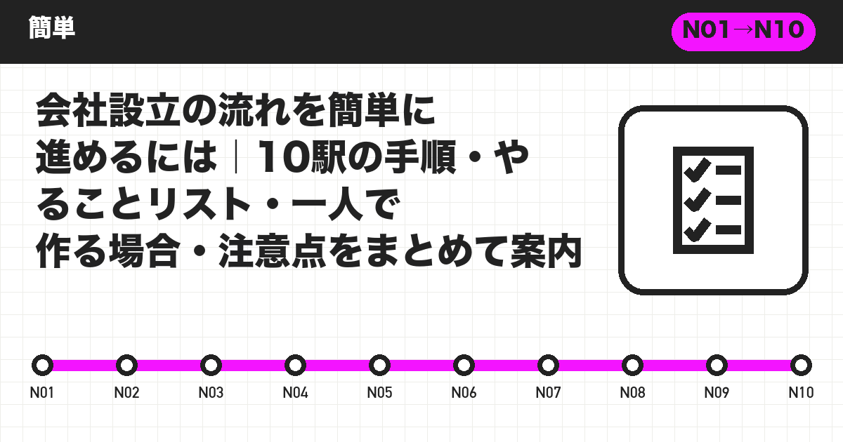 会社設立の流れを簡単に進めるには|10駅の手順・やることリスト・一人で作る場合・注意点をまとめて案内