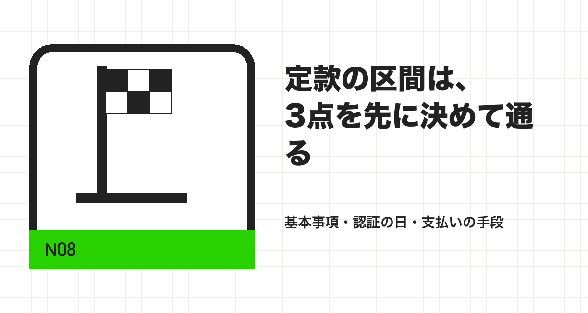 定款の区間は、3点を先に決めて通る