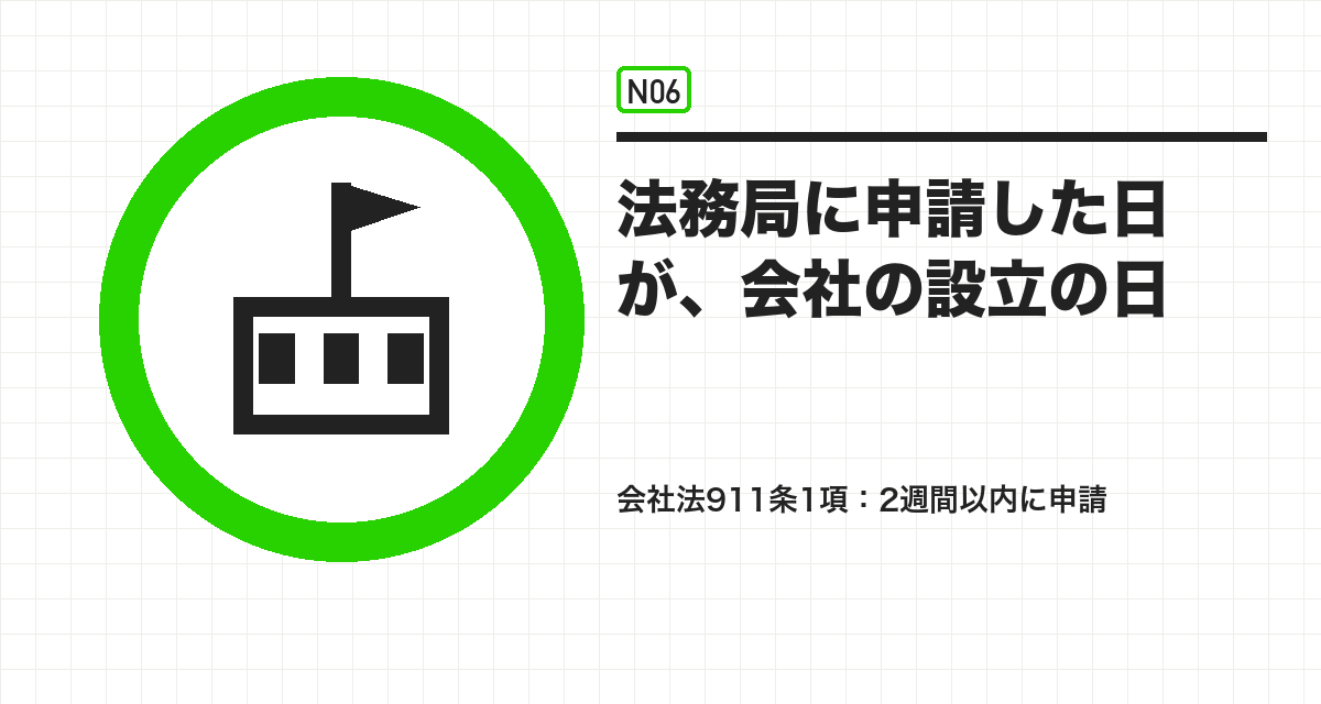 法務局に申請した日が、会社の設立の日