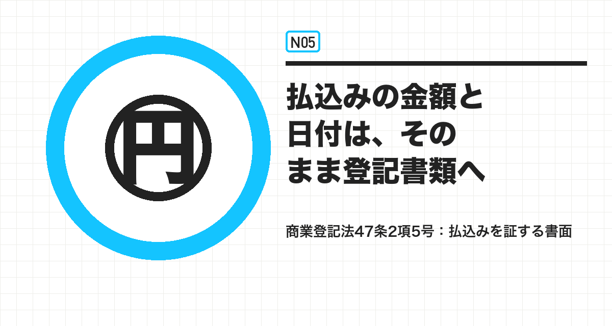 払込みの金額と日付は、そのまま登記書類へ