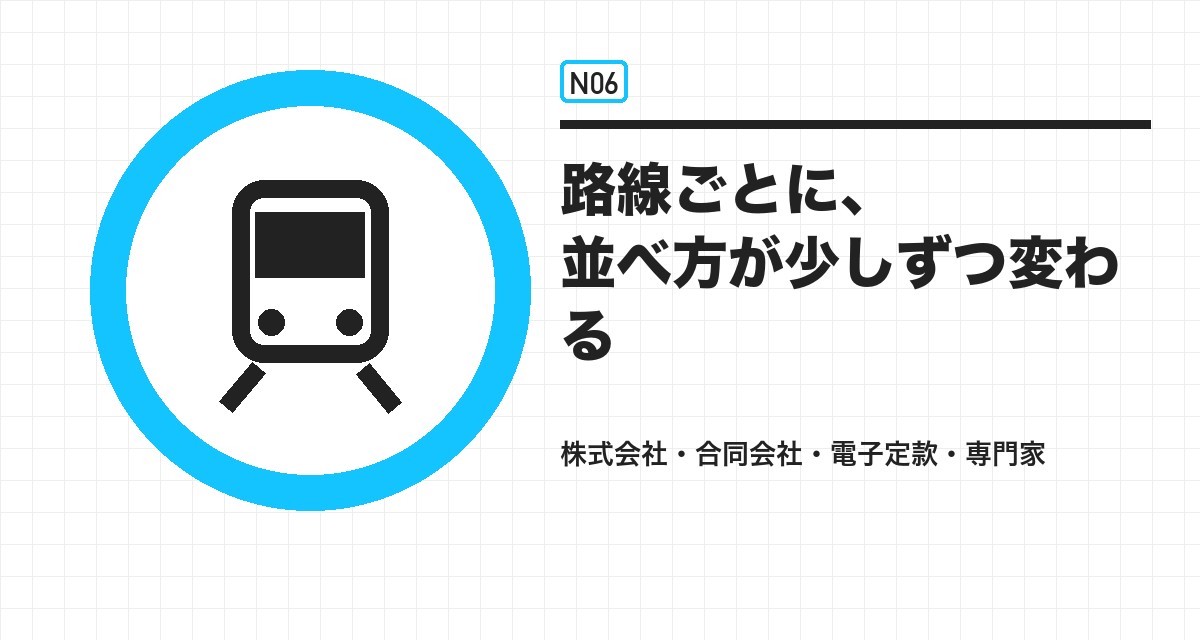 路線ごとに、並べ方が少しずつ変わる