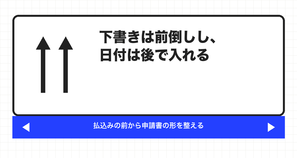 下書きは前倒しし、日付は後で入れる
