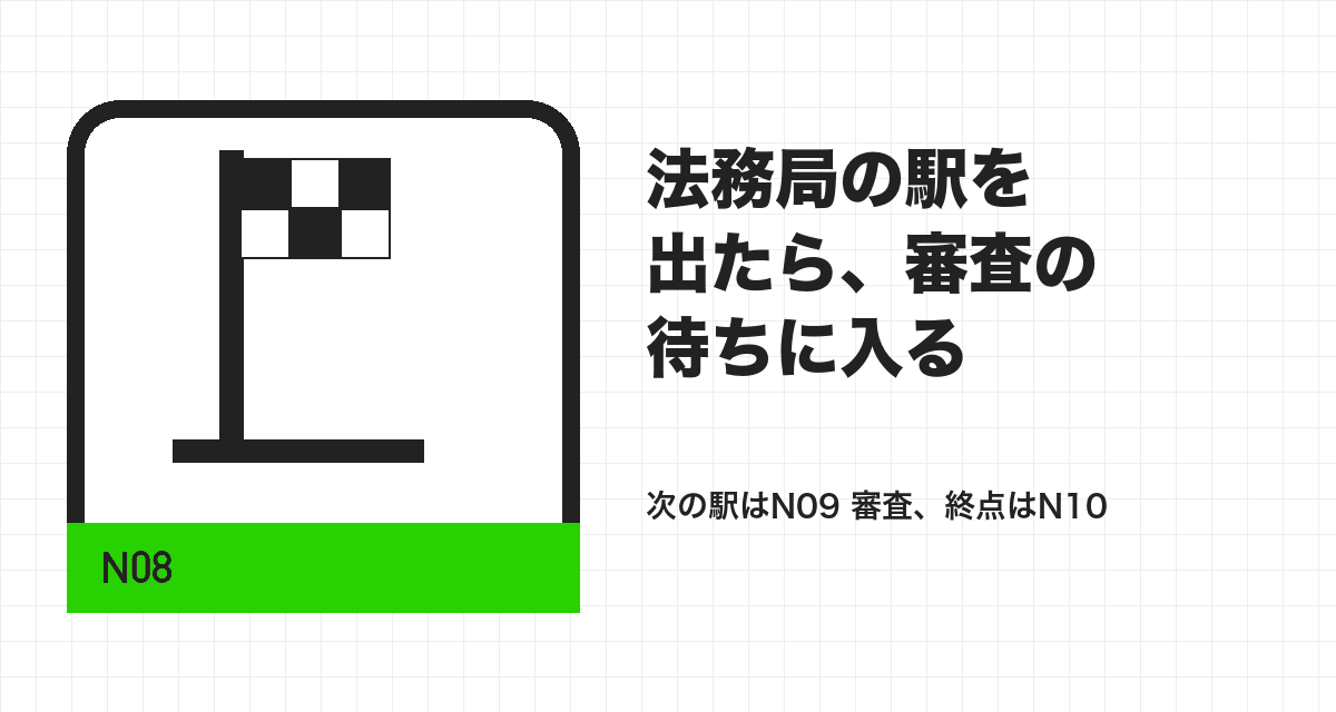 法務局の駅を出たら、審査の待ちに入る