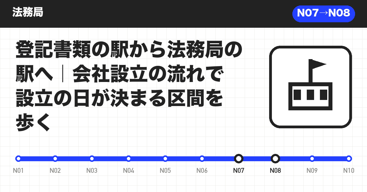 登記書類の駅から法務局の駅へ|会社設立の流れで設立の日が決まる区間を歩く